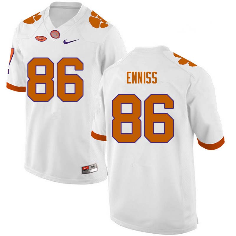 Men #86 Ryan Enniss Clemson Tigers College Football Jerseys Sale-White